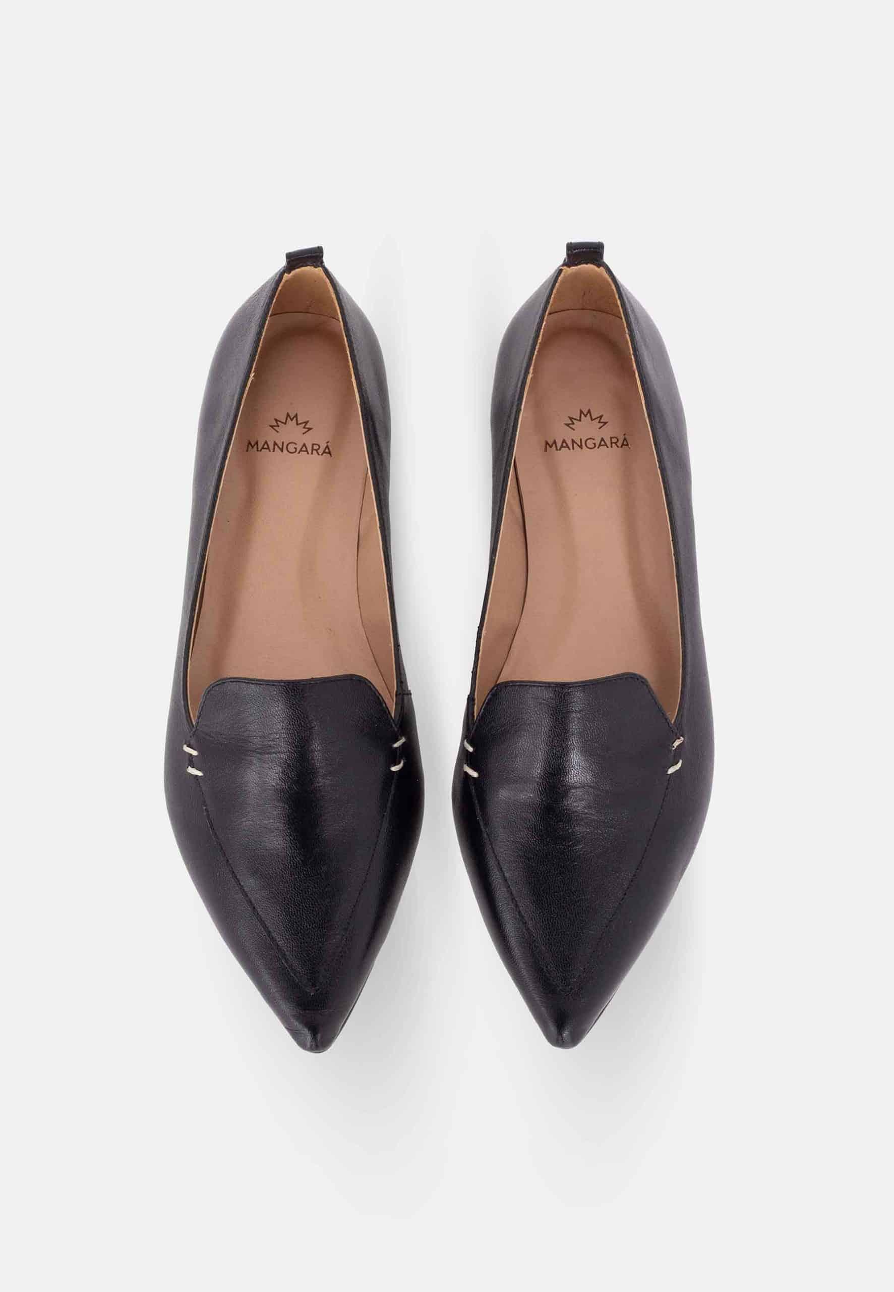 Black Leather Ballerinas Butia – Women’s Pointed-Toe Flat Shoes