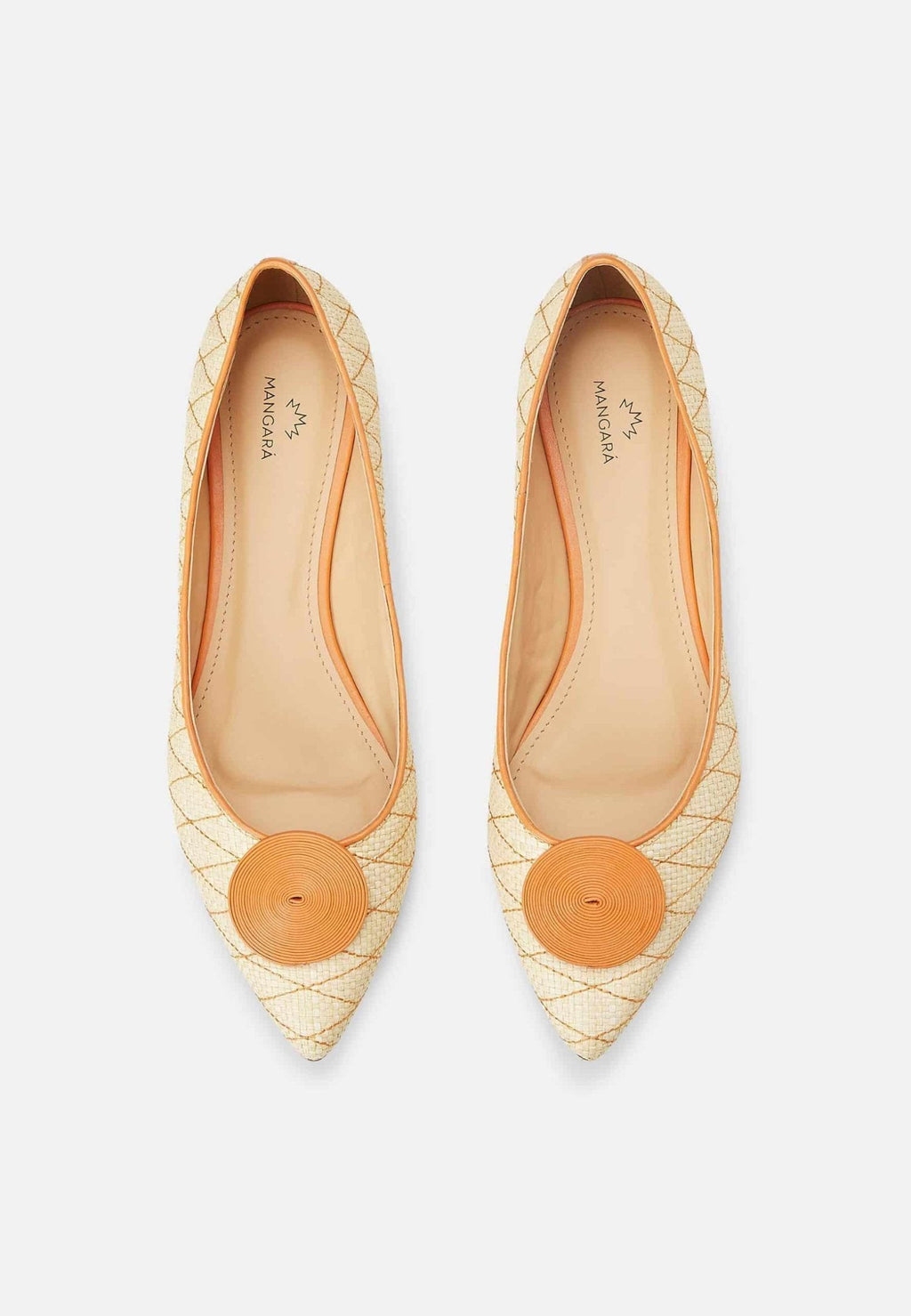Beige Raffia Ballerina Flats with Textured Detail – Women’s Summer Shoes