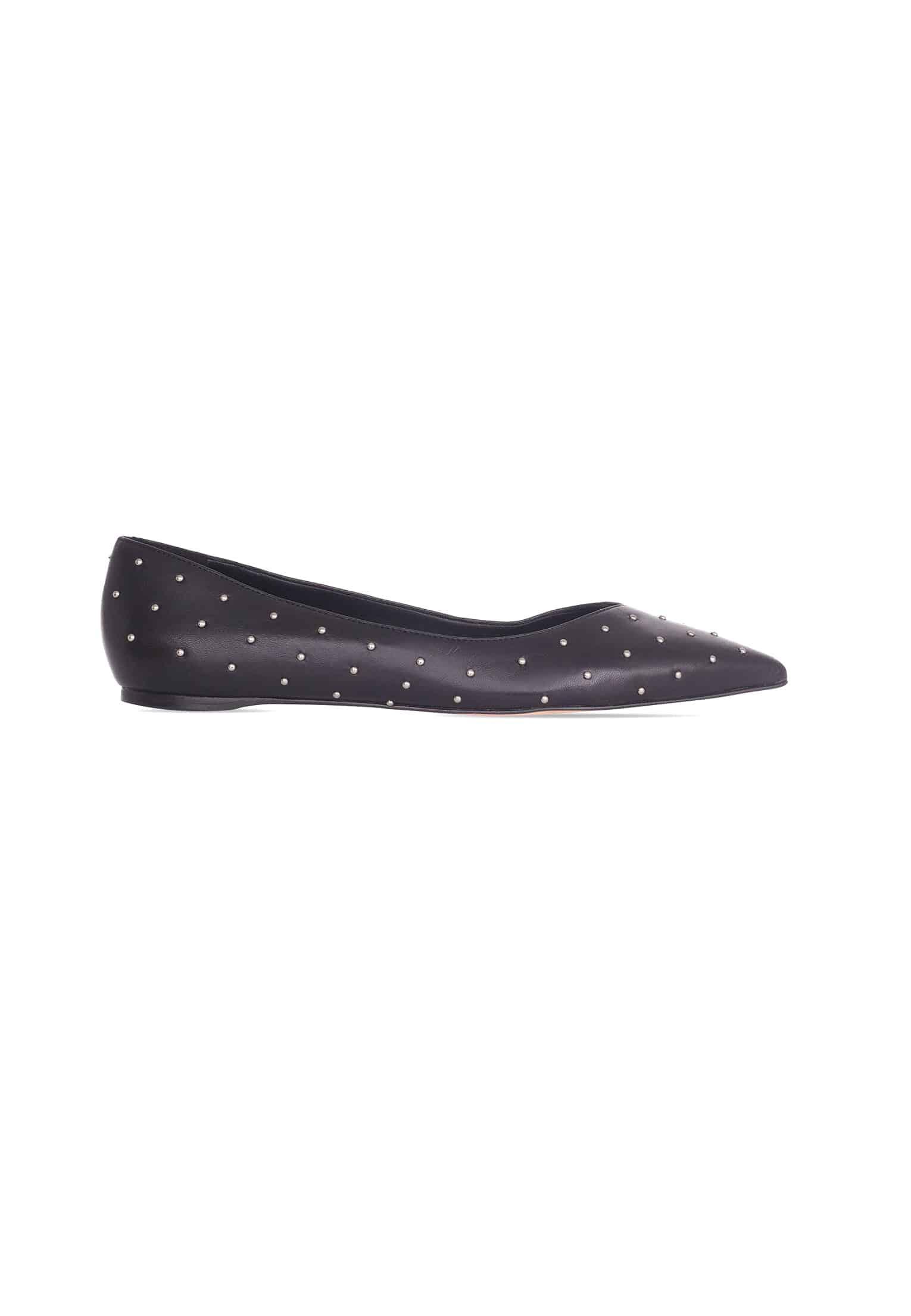 Black Leather Ballerinas Hamelia – Pointed-Toe Flats with Studs