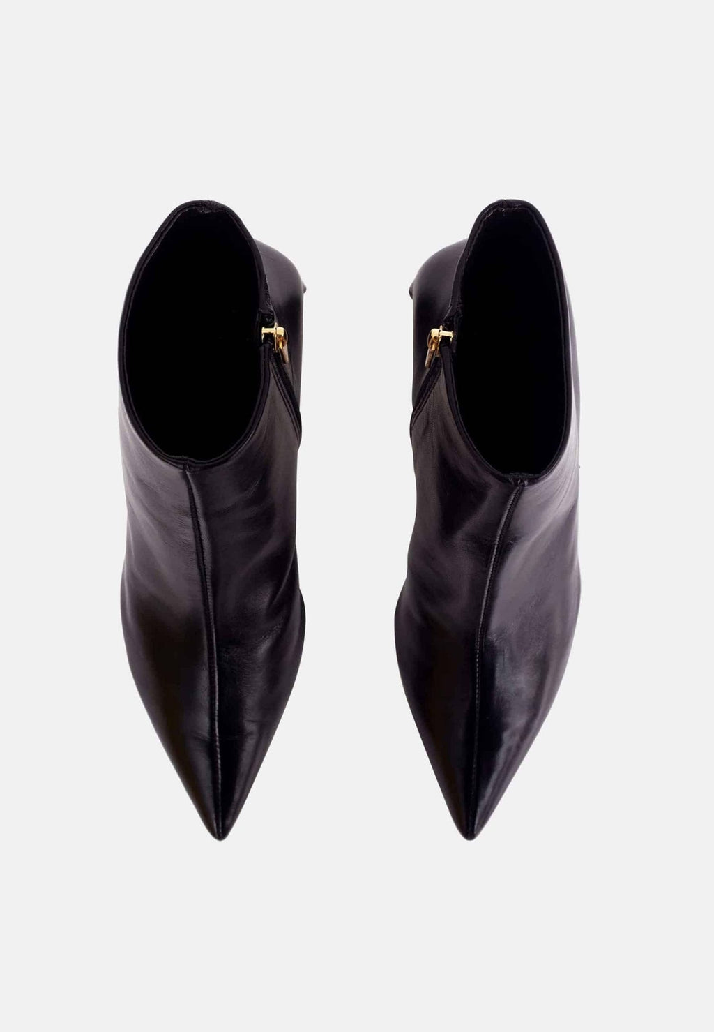 Black Sheepskin Leather Ankle Boots Mabea – Women’s Pointed-Toe Block Heel