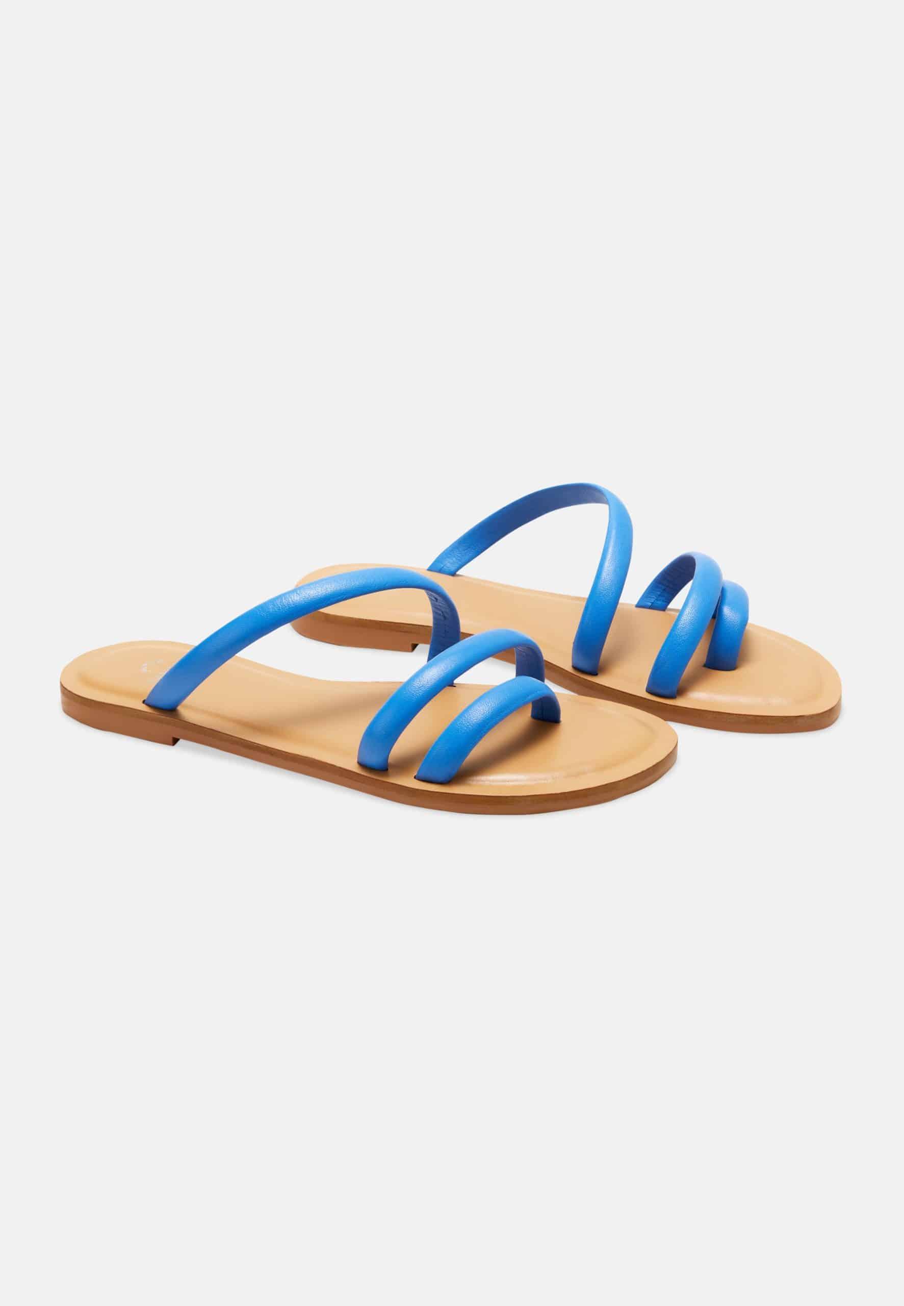 Green Calf Leather Flat Sandals – Women’s Minimalist Three-Strap Slides