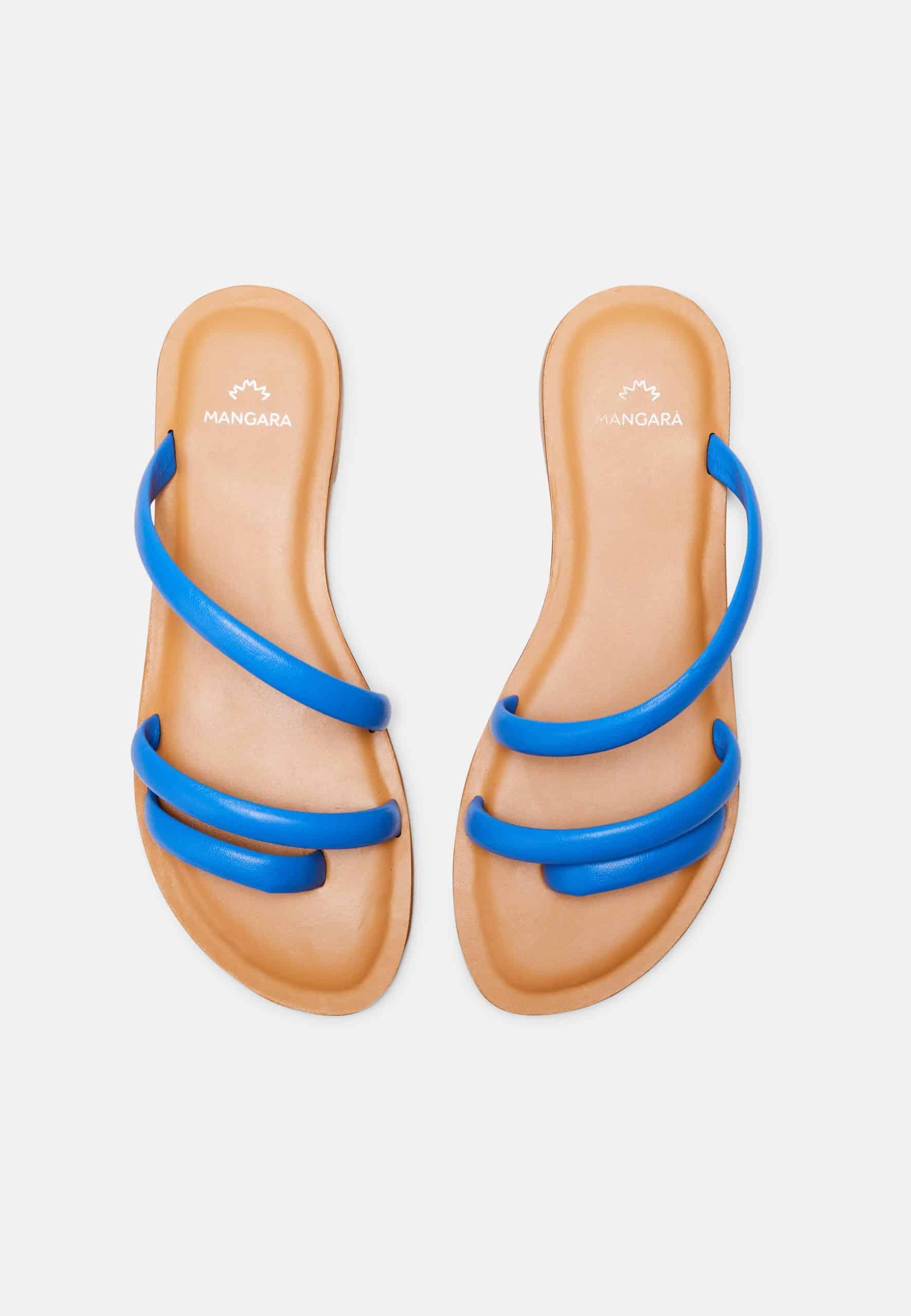 Green Calf Leather Flat Sandals – Women’s Minimalist Three-Strap Slides