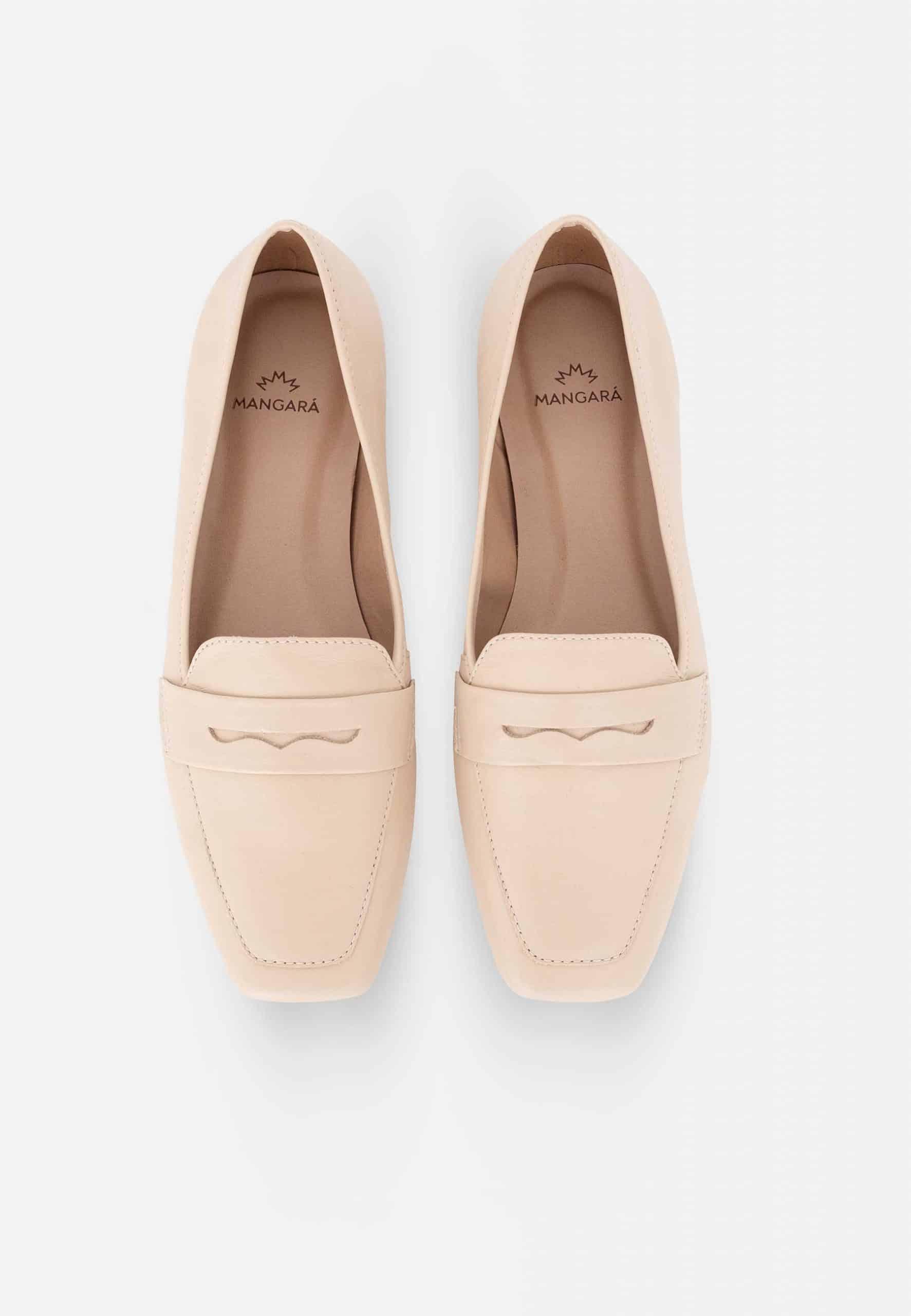 Beige Leather Flats Cipó – Women’s Square-Toe Loafers