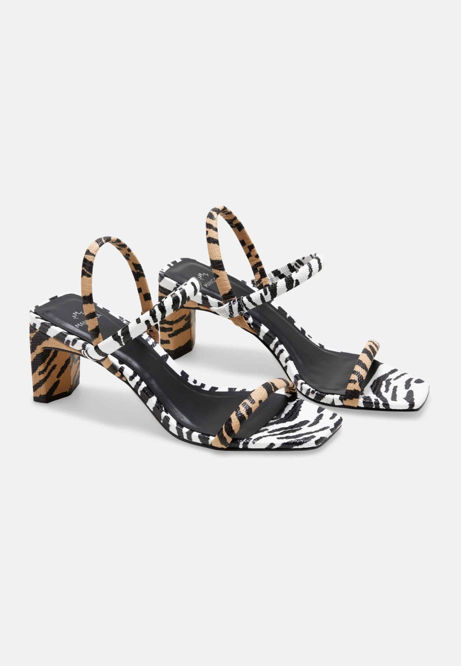 Animal Print Calf Leather Sandals – Women’s 6.5 cm Block Heel Open Toe