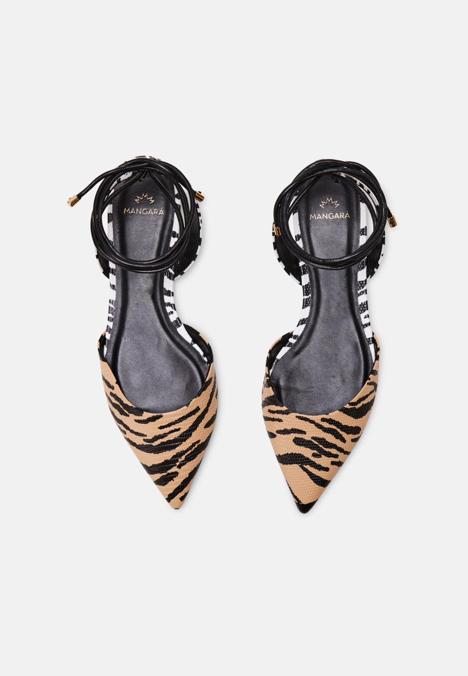 Animal Print Calf Leather Flat Sandals Palmito – Women’s Pointed Toe with Ankle Strap