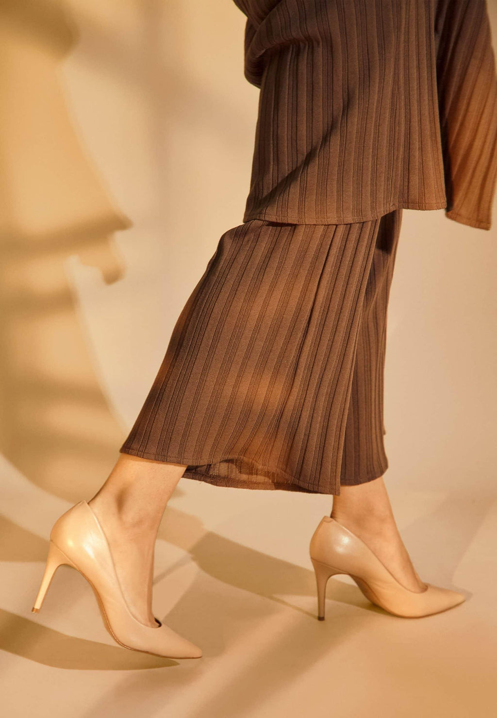 Classic Beige Leather Stiletto Pumps Tenate – 8.7cm Heel