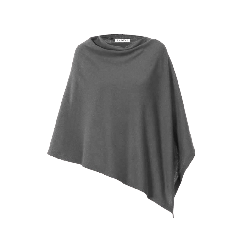 Mantella asimmetrica donna in lana merino extrafine cashmere e seta-3