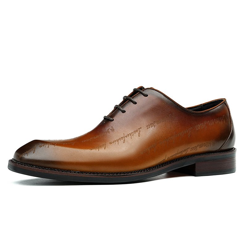 Men’s Elite Leather Oxford Lace Up Shoes with Artistic Scritto Finish