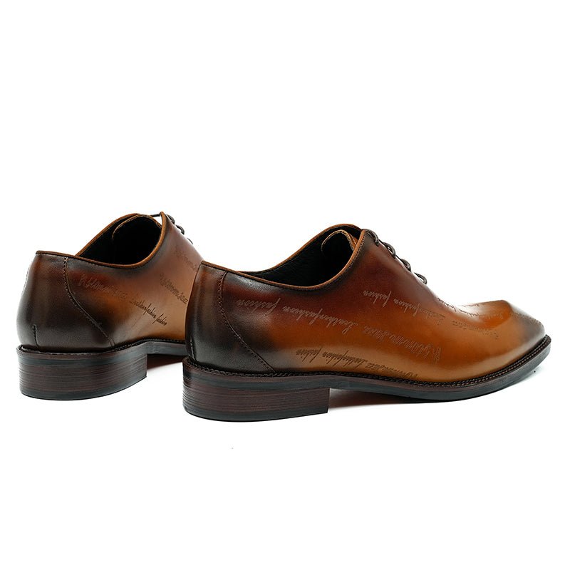 Men’s Elite Leather Oxford Lace Up Shoes with Artistic Scritto Finish