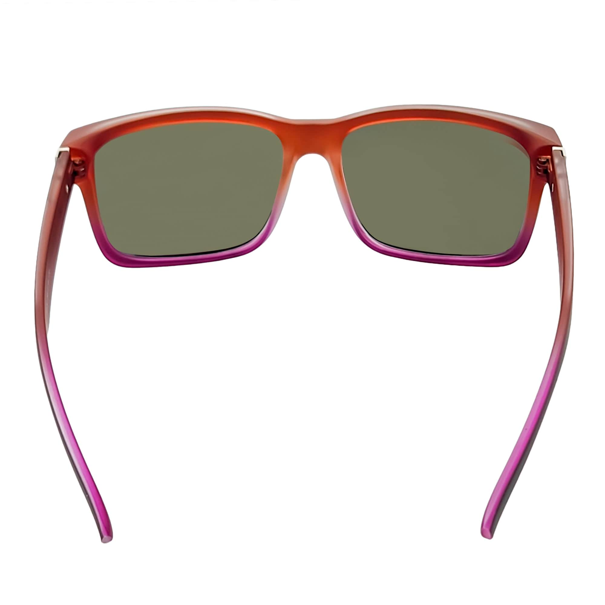 ENZO - Modern Sports Thick Square Sunglasses Black-Red Orange Mirror