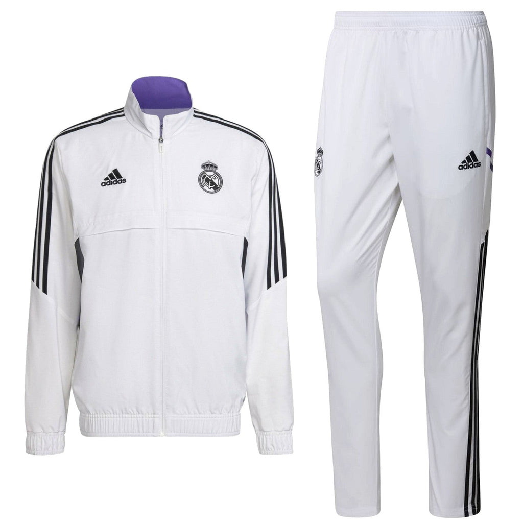 Real Madrid white presentation soccer tracksuit 2022/23 - Adidas