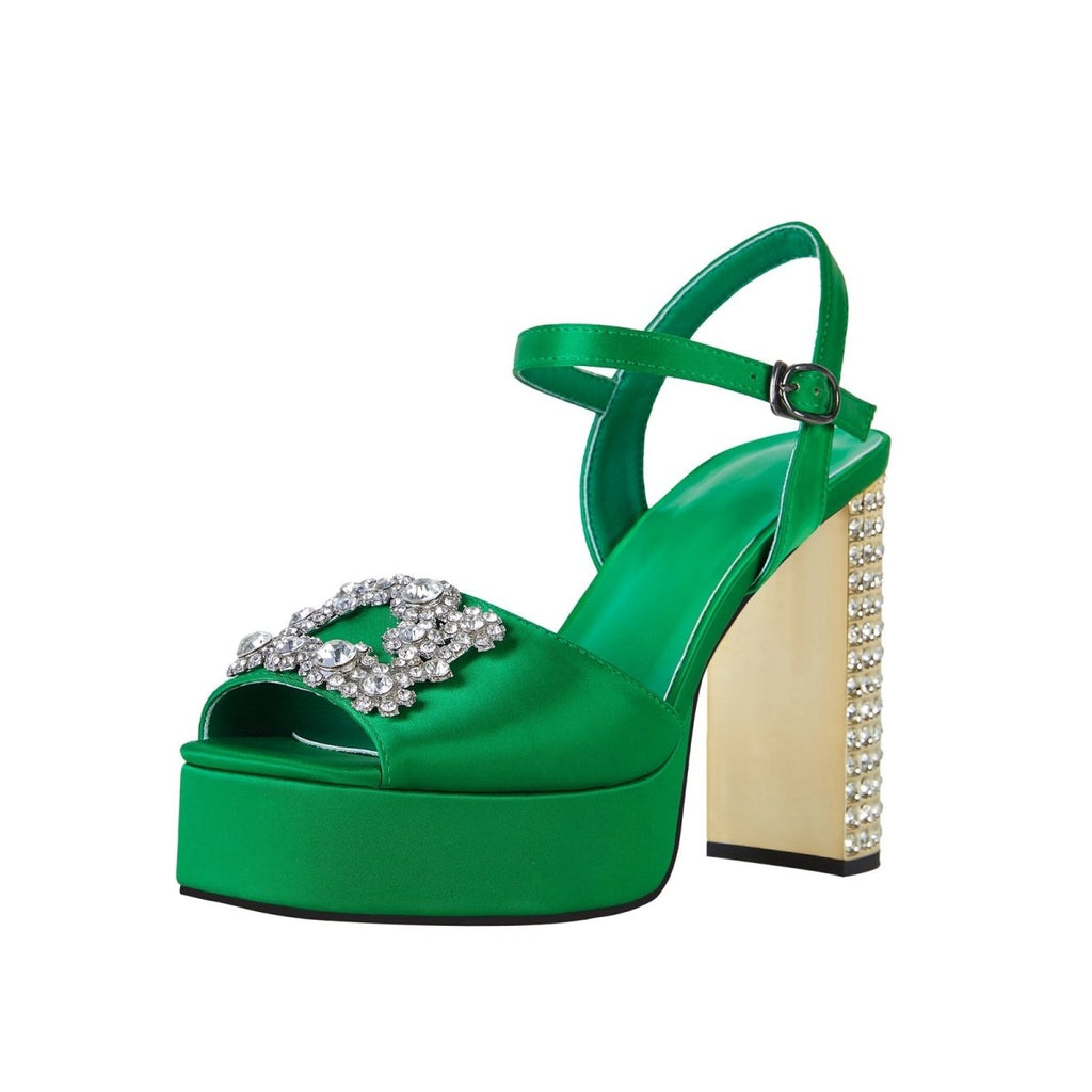 Rhinestone Chunky Platform Sandals