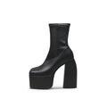 Rising Black Leather Platform Boots