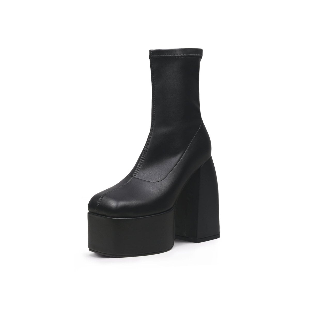 Rising Black Leather Platform Boots