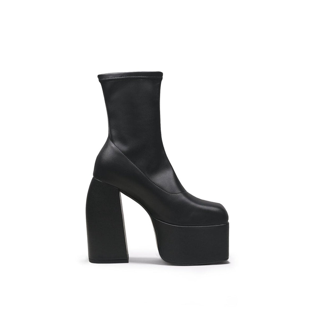 Rising Black Leather Platform Boots