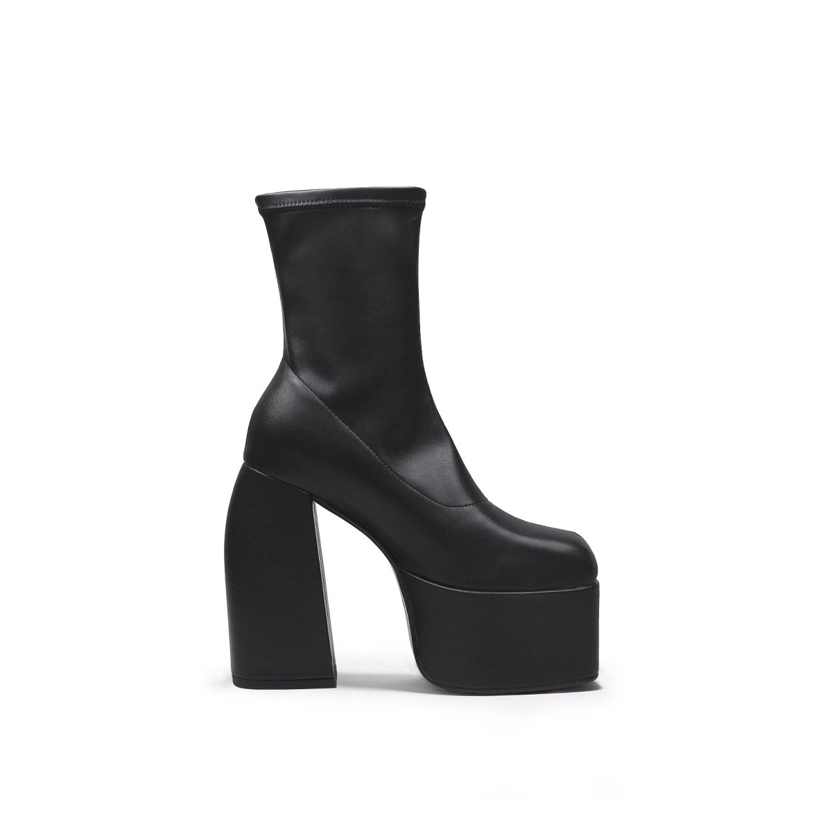 Rising Black Leather Platform Boots