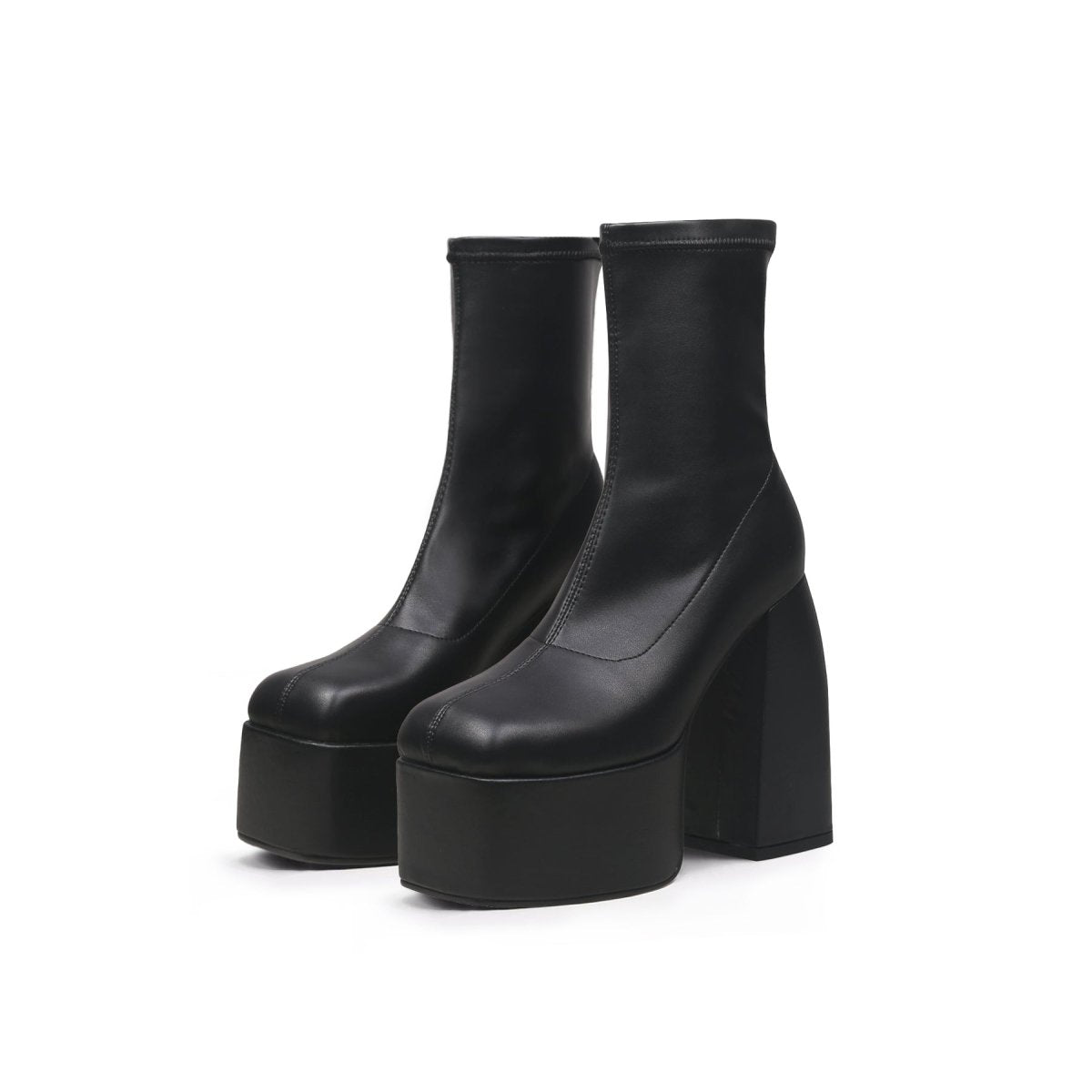 Rising Black Leather Platform Boots