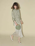 Satin Champagne Pleated Flowing A-Line Skirt