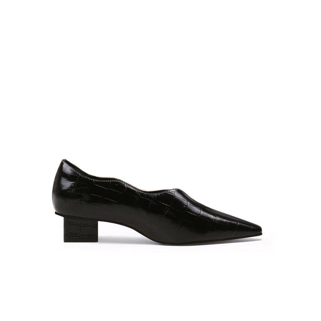 Scalloped Block Heel Pumps