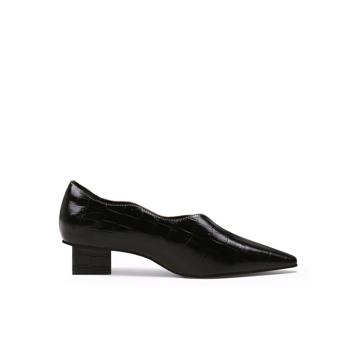 Scalloped Block Heel Pumps
