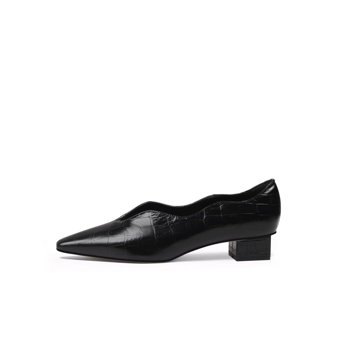 Scalloped Block Heel Pumps
