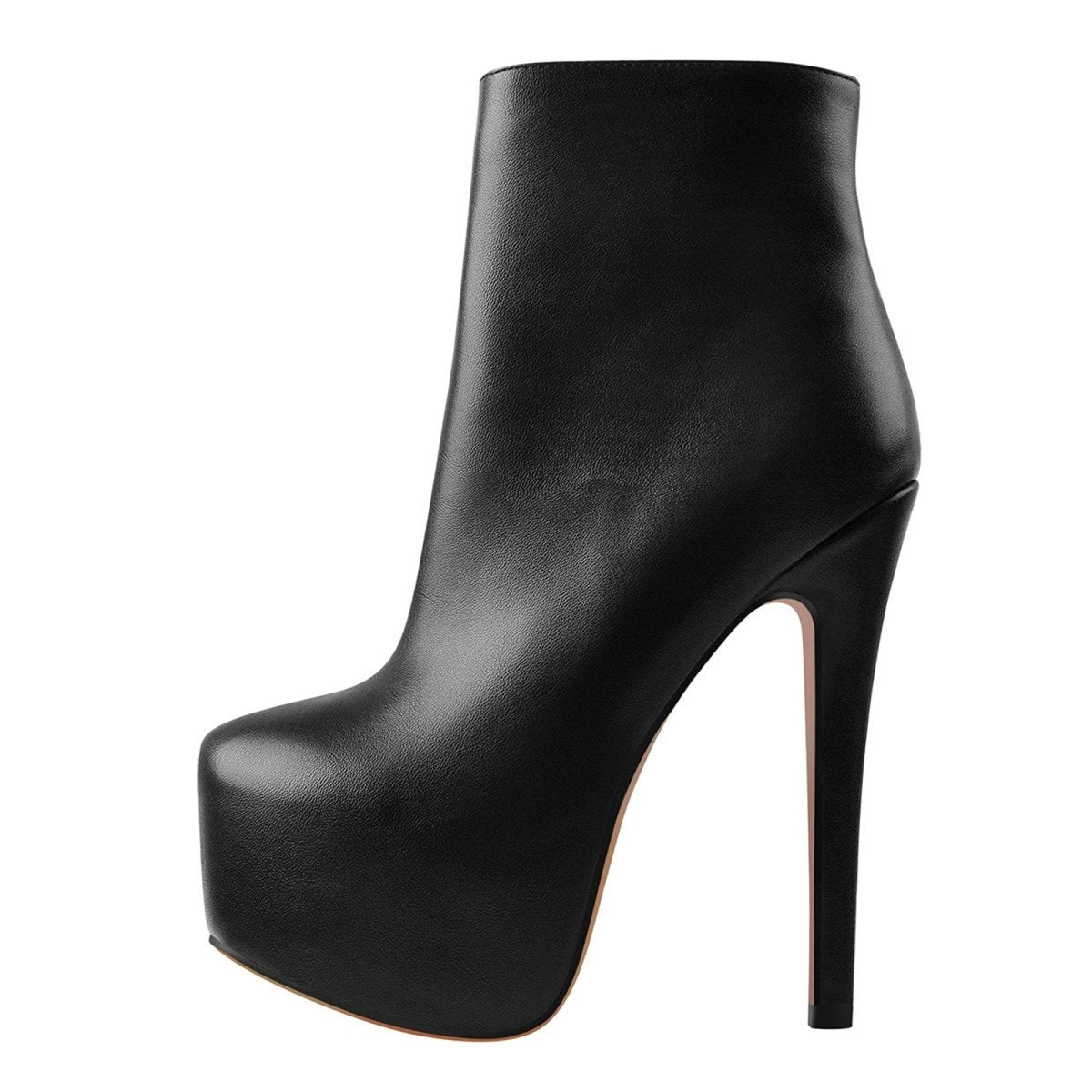 Sexy Black Platform Round Toe Stiletto Boots