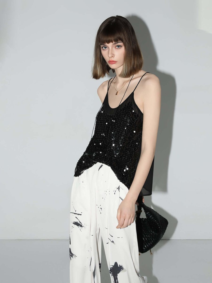 Sexy Glitter Sequin Camisole Top