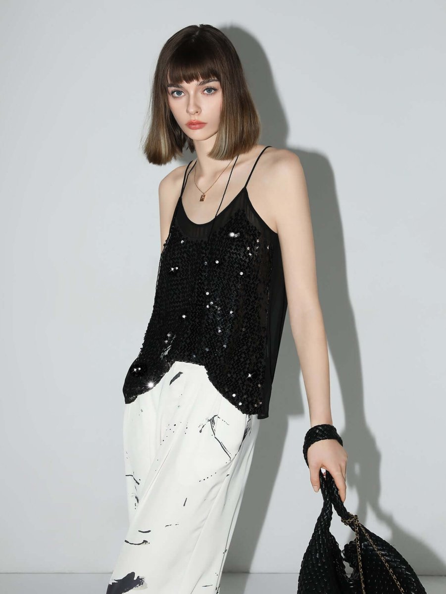Sexy Glitter Sequin Camisole Top
