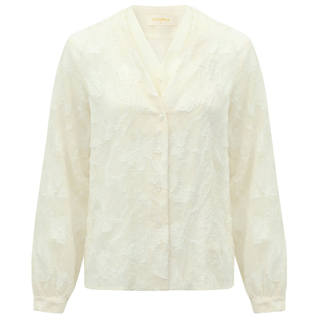 Sheer Floral Ivory Lace Long Sleeve Shirt