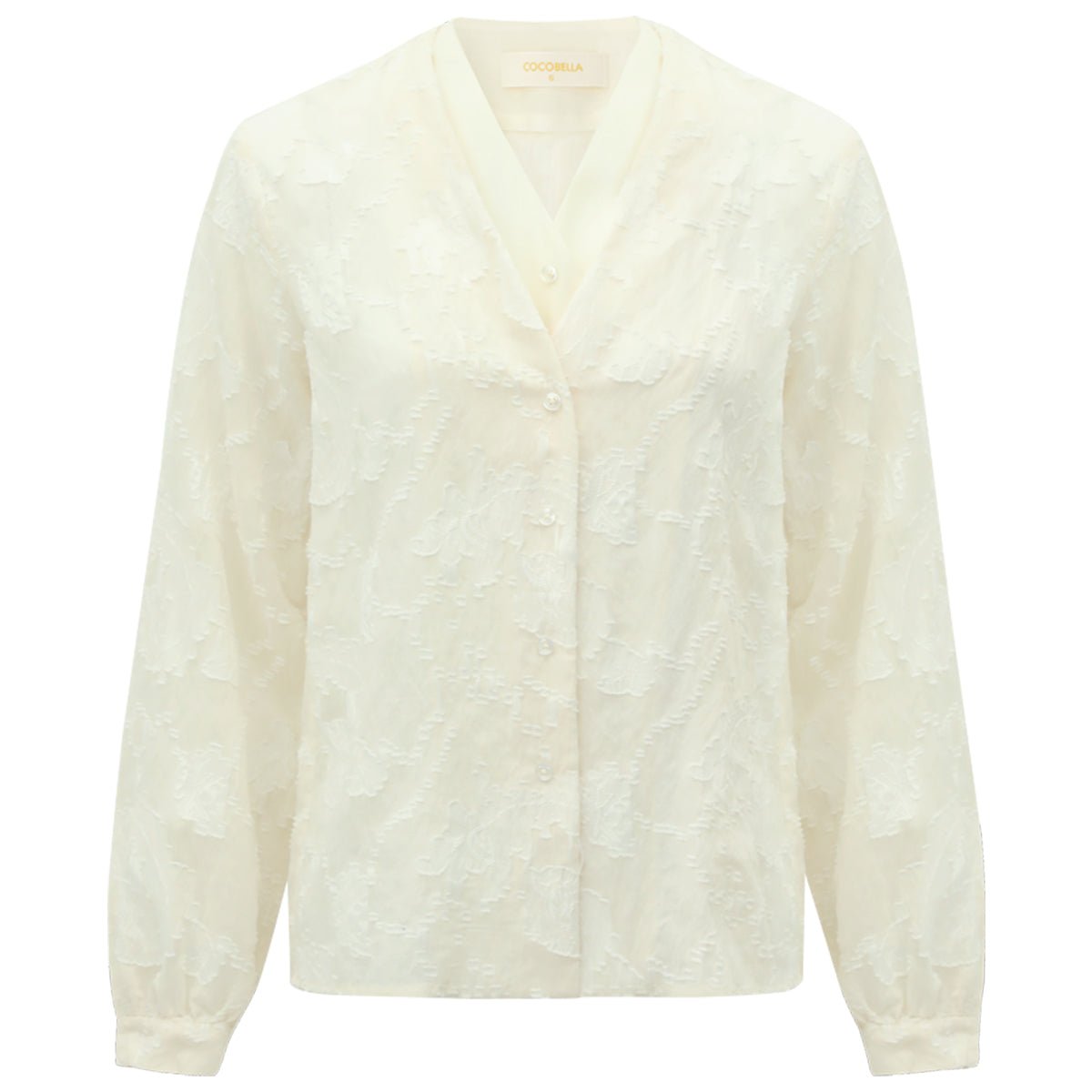 Sheer Floral Ivory Lace Long Sleeve Shirt