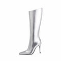 Sleek Silver Metallic Pointed Knee High Boots