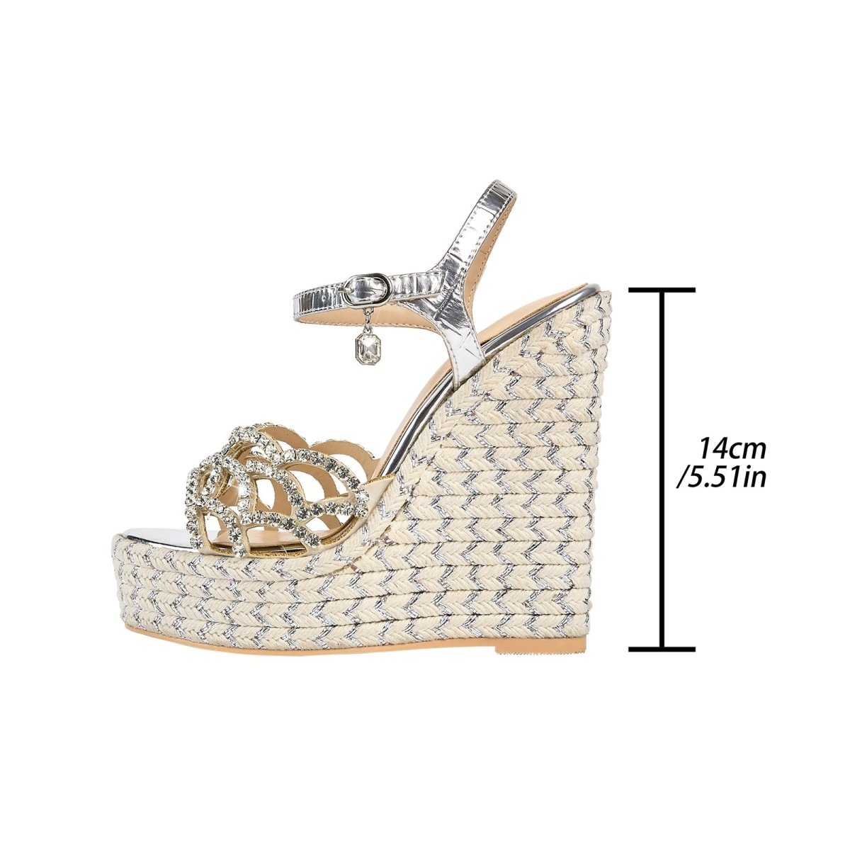 Sparkly Scallop Gem Encrusted Silver Wedges