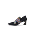 Striped Ribbon-Trim Pointed Toe Pumps