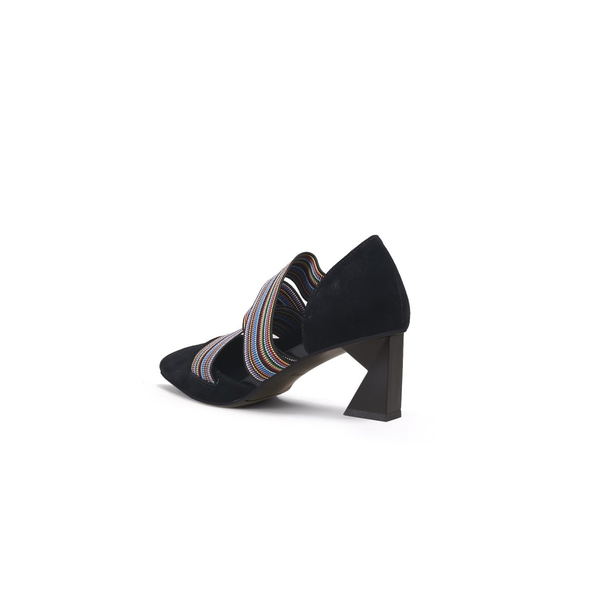 Striped Ribbon-Trim Pointed Toe Pumps