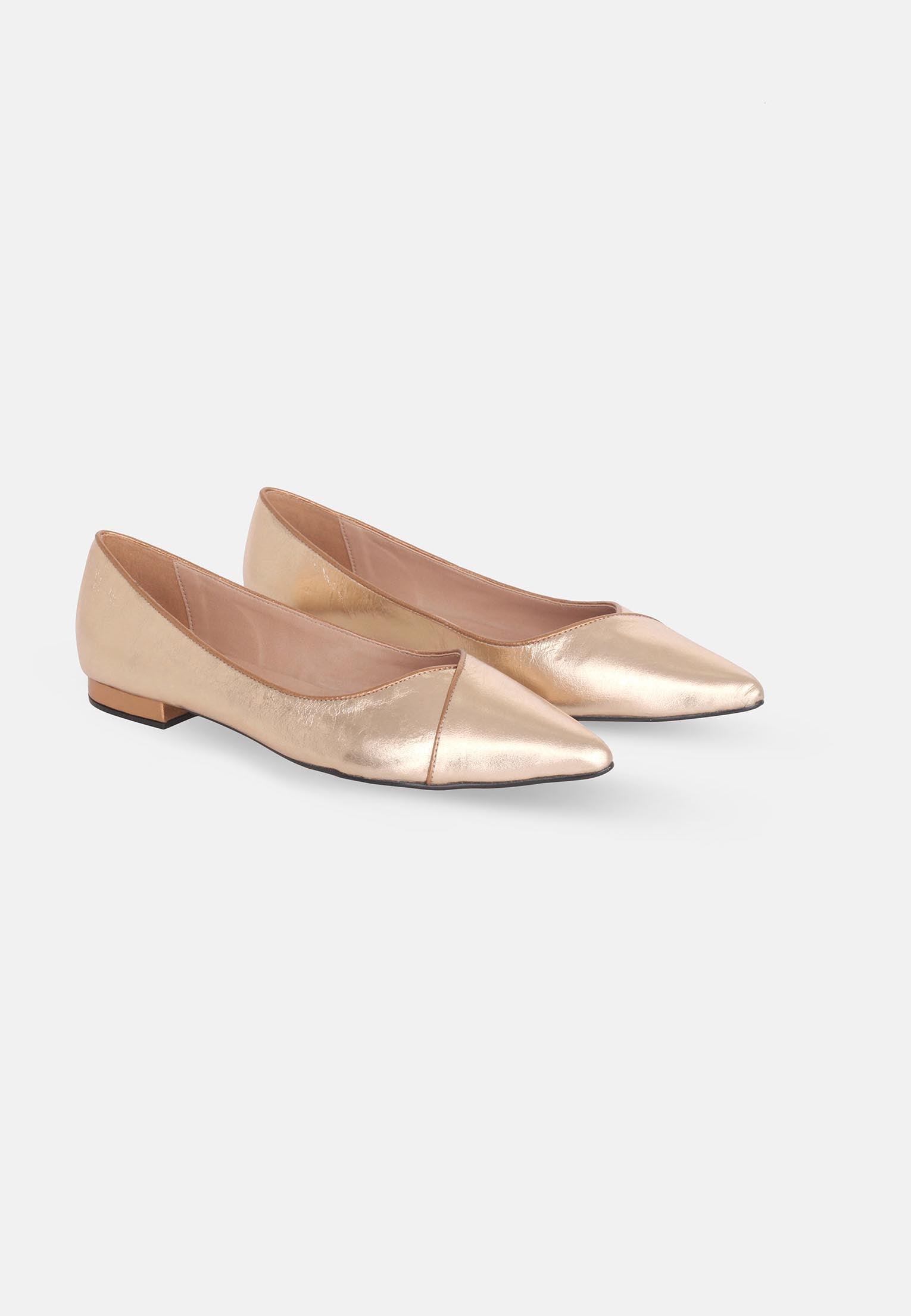 Beige Leather Ballerinas – Elegant Women’s Flat Shoes with Low Heel