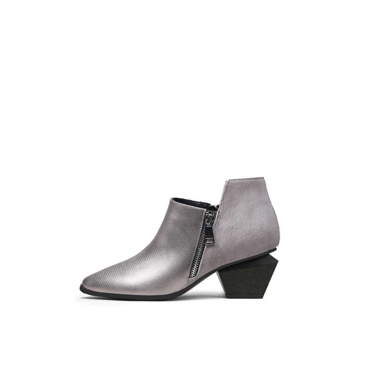 Modern Suede Leather Paneled Ankle Boots