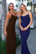 U-back mermaid dress with lace and spaghetti straps