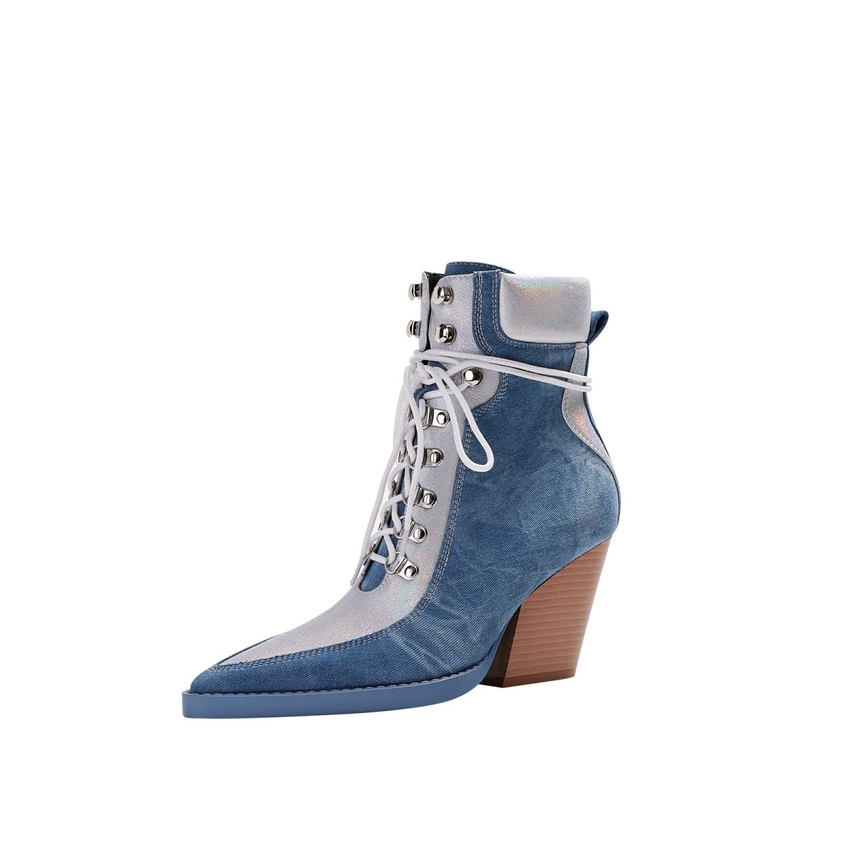 Texas Denim Lace Up Ankle Boots
