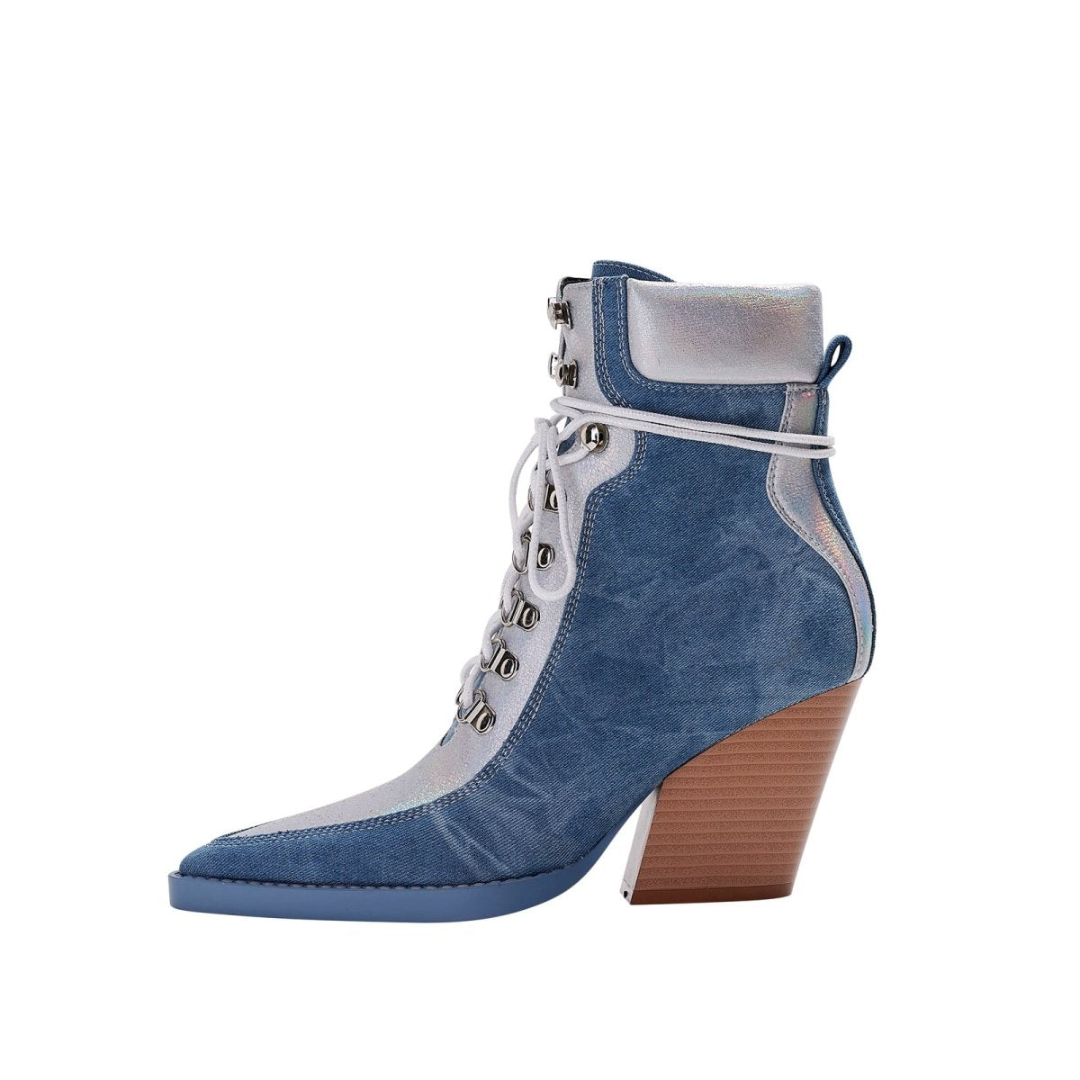 Texas Denim Lace Up Ankle Boots