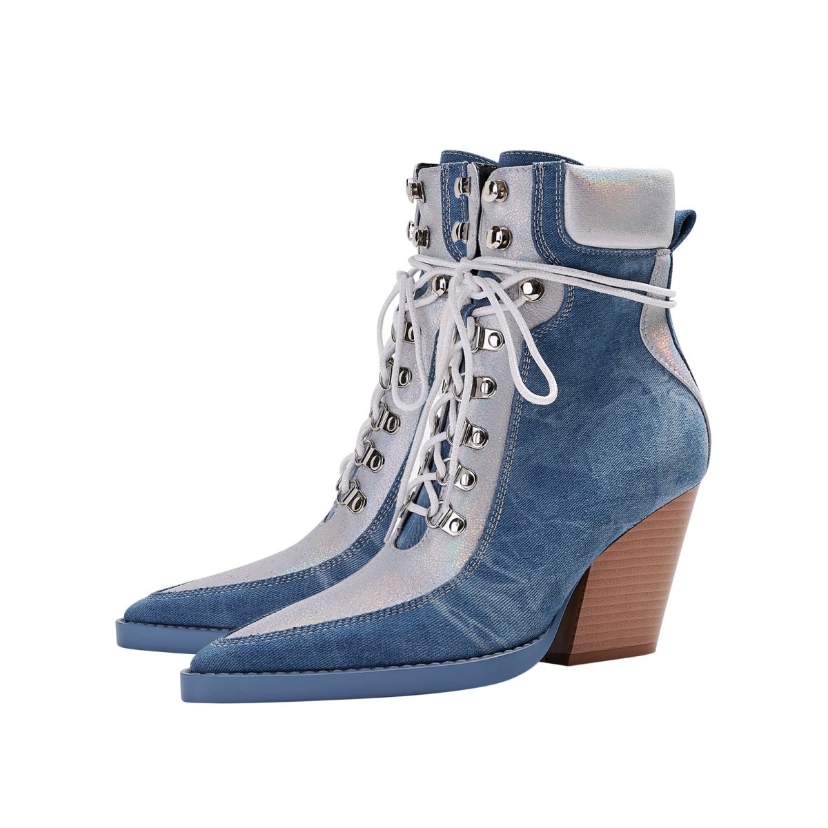 Texas Denim Lace Up Ankle Boots