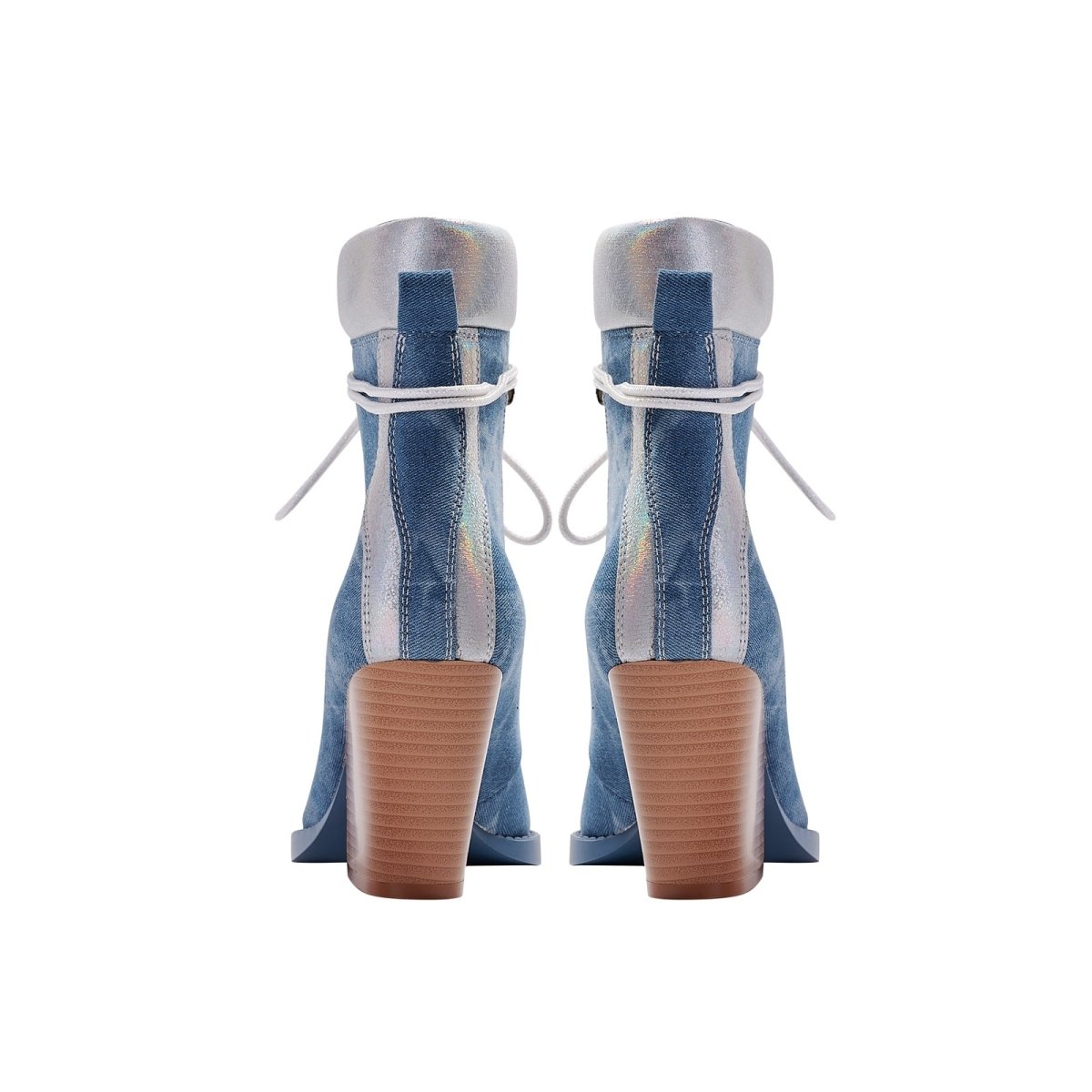Texas Denim Lace Up Ankle Boots